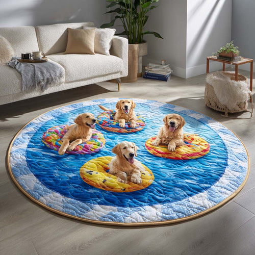 Ripple Golden Retriever Quilted Round Mat NCU0HH1939