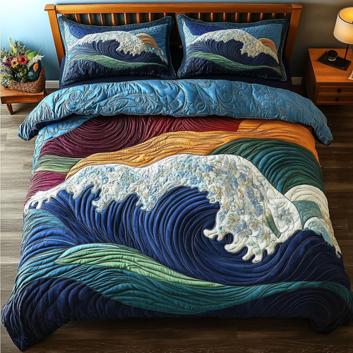Rippled Horizon 3-Piece Quilted Bedding Set NCU0DK6007