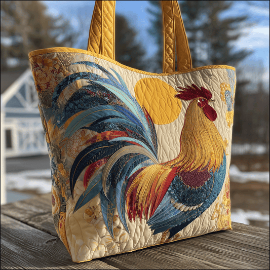 Rise and Rooster Quilted Tote Bag NCU0TH2826