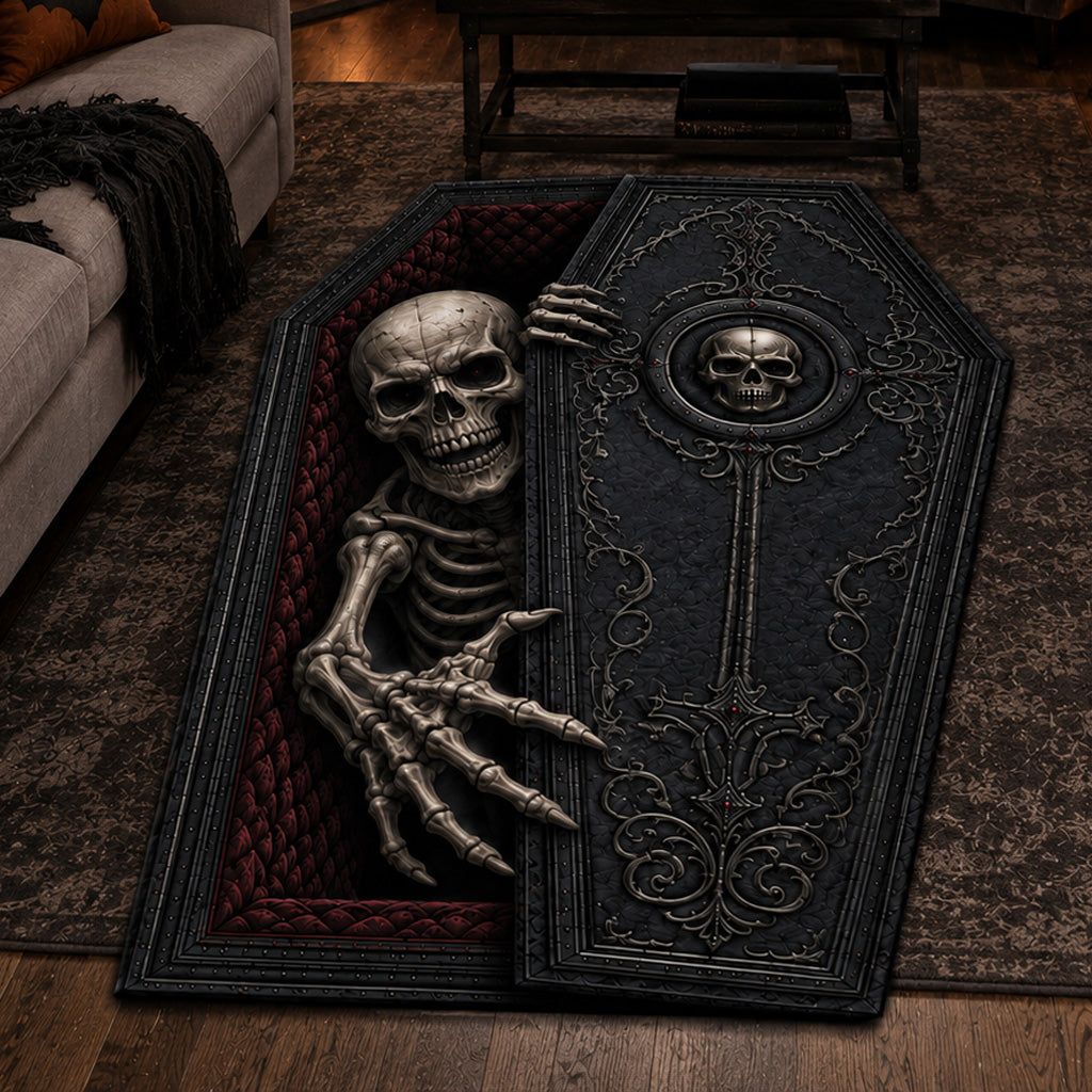 Rising Skeleton Coffin Custom Shape Area Rug NCU0HH2133