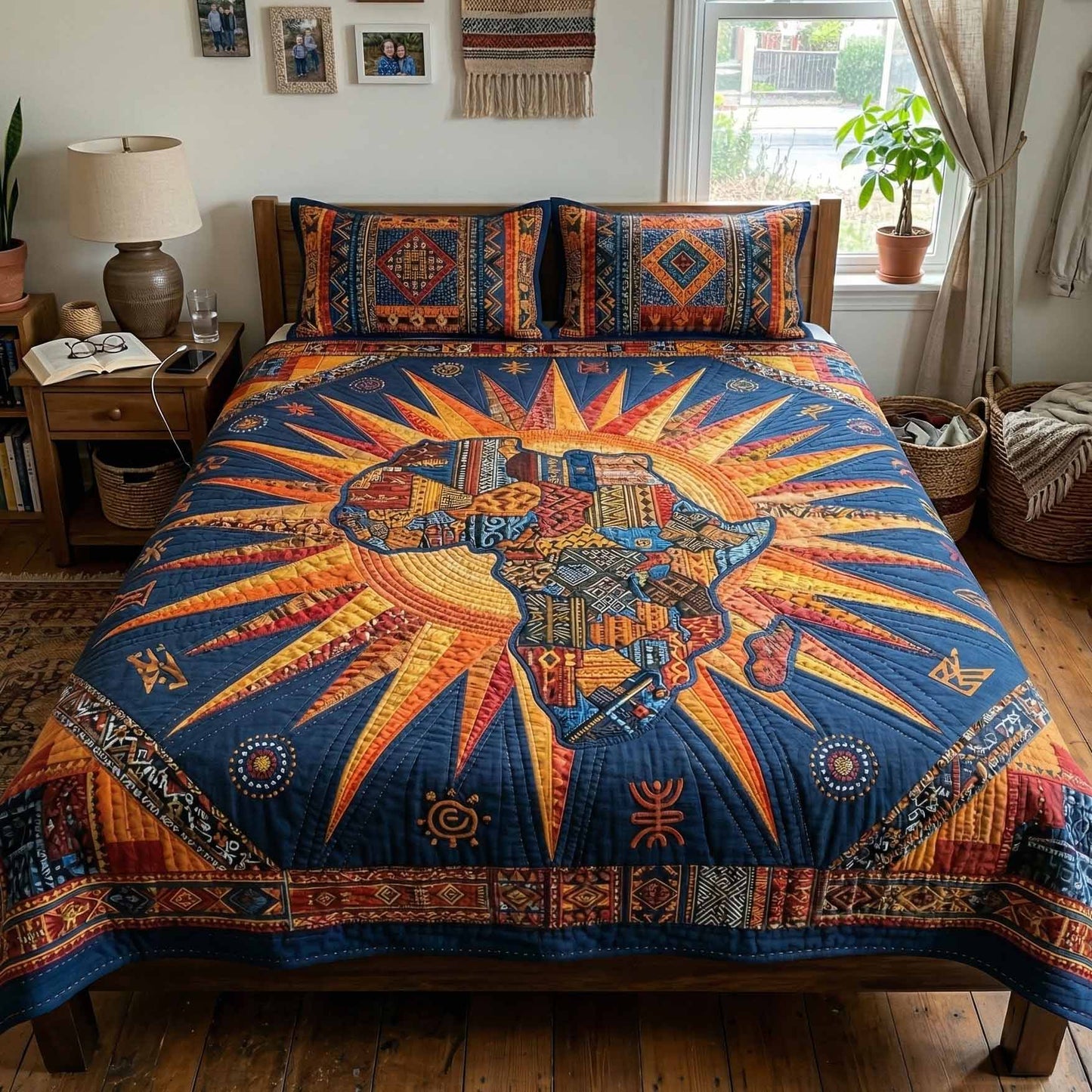 Rising Sun 3-Piece Quilted Bedding Set NCU0XD2739
