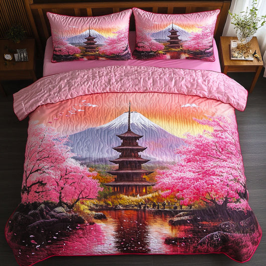 Rising Sun Path 3-Piece Quilted Bedding Set NCU0NT7393