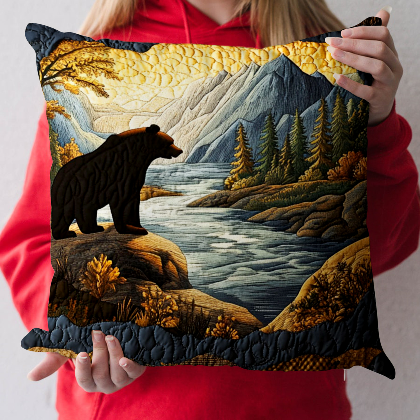 River Bear Serenity Quilted Pillow Case NCU0NT3090