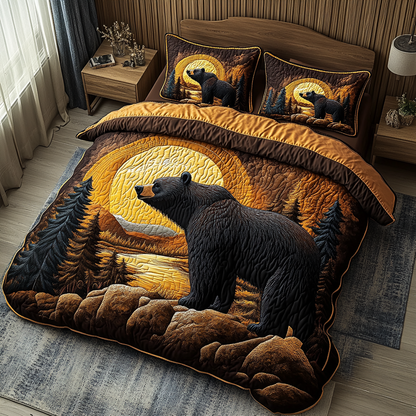 River Bear 3-Piece Quilted Bedding Set NCU0DK9829