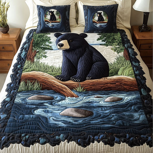 River Bear 3-Piece Quilted Bedding Set NCU0NT3867