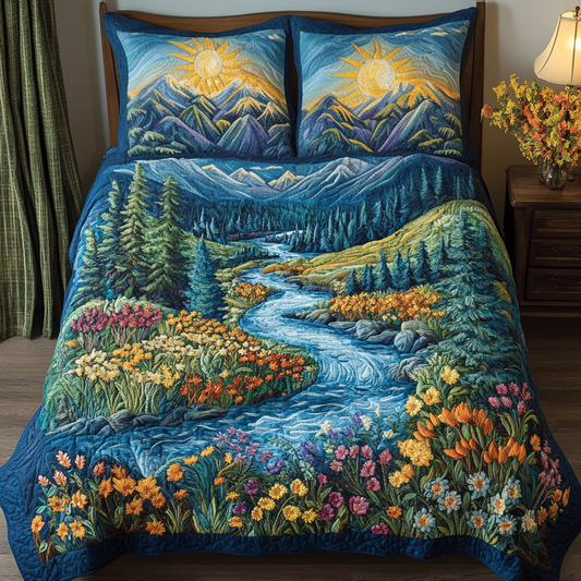 River Bloom 3-Piece Quilted Bedding Set NCU0VH4342