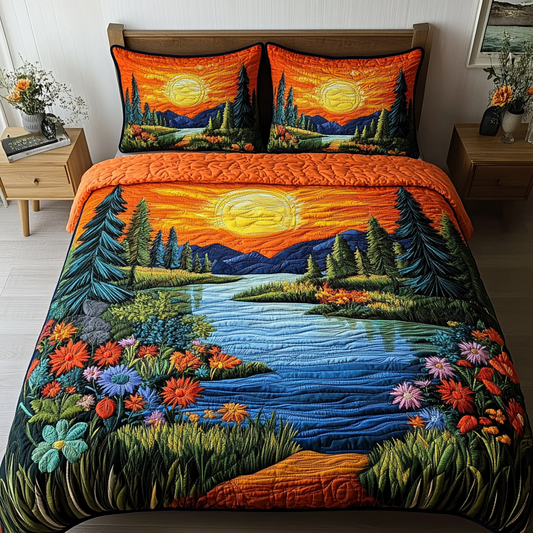 River Bright 3-Piece Quilted Bedding Set NCU0VL2225