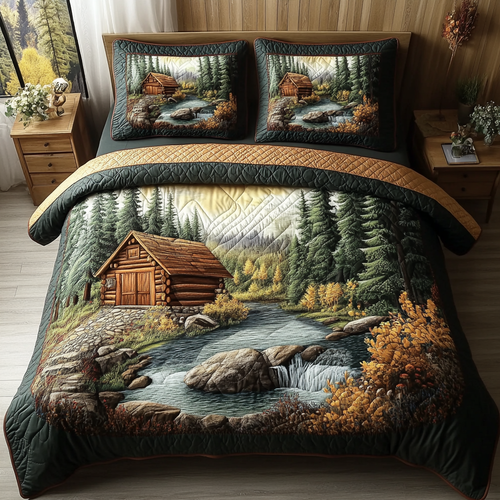 River Cabin 3-Piece Quilted Bedding Set NCU0VL2285