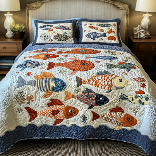 River Catch 3-Piece Quilted Bedding Set NCU0VH2091