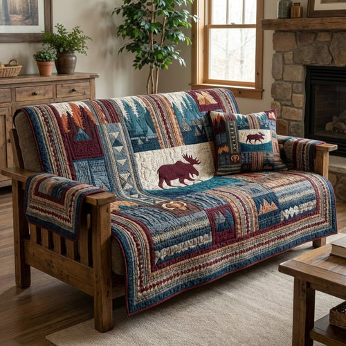 River Moose Quilted Sofa Cover NCU0VL3359
