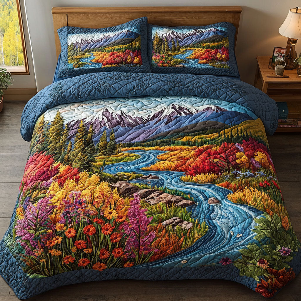 River Valley Colors 3-Piece Quilted Bedding Set NCU0NT5189