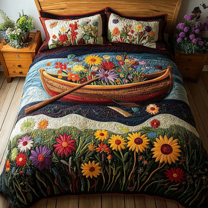 River of Blossoms 3-Piece Quilted Bedding Set NCU0PT5019