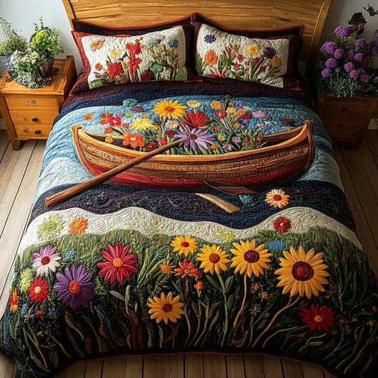 River of Blossoms 3-Piece Quilted Bedding Set NCU0PT5019