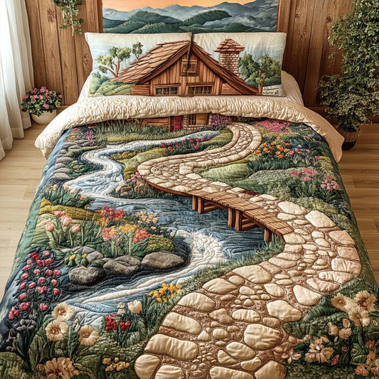 River of Flowers 3-Piece Quilted Bedding Set NCU0PT5781