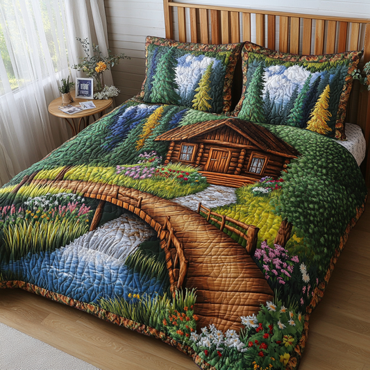 Riverfront Cabin 3-Piece Quilted Bedding Set NCU0VL2594