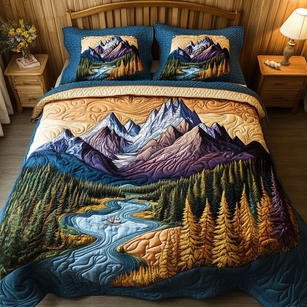 Riverlight Peaks 3-Piece Quilted Bedding Set NCU0NT5640
