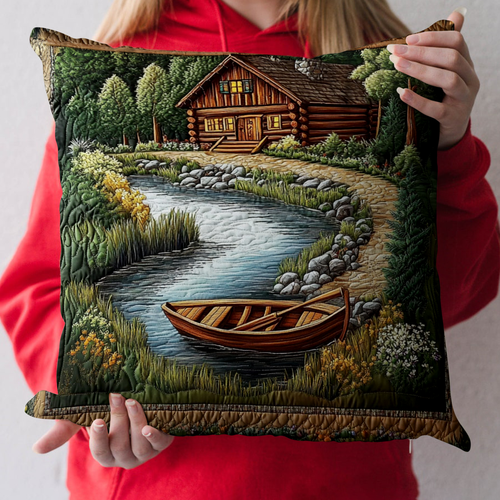 Riverside Cabin Boat Quilted Pillow Case NCU0NT3222