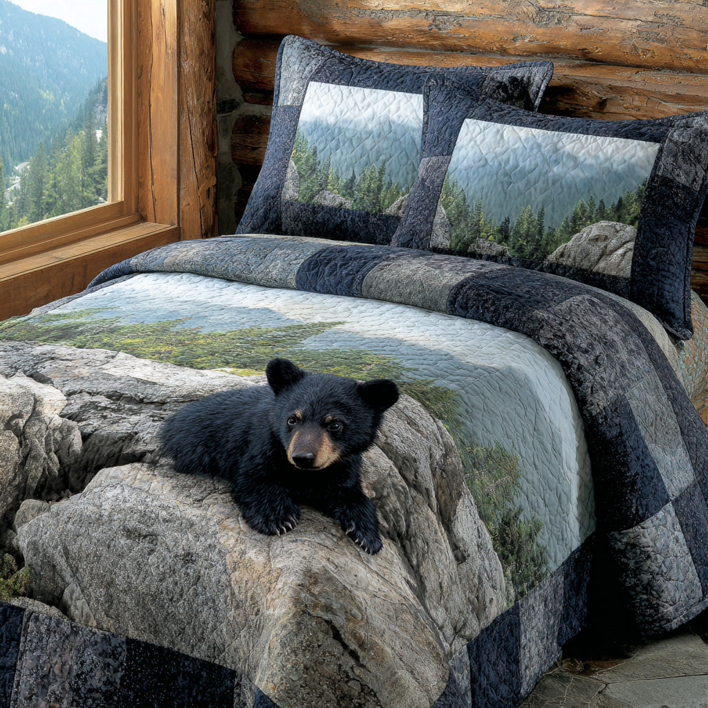 Riverstone Black Bear 3-Piece Quilted Bedding Set NCU0DV8012