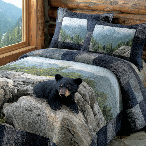 Riverstone Black Bear 3-Piece Quilted Bedding Set NCU0DV8012