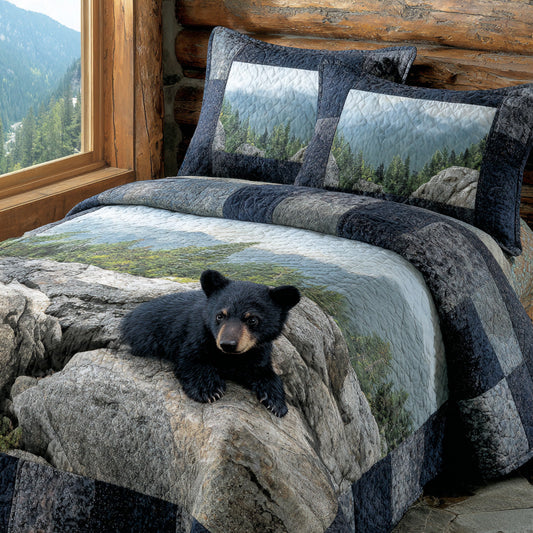 Riverstone Black Bear 3-Piece Quilted Bedding Set NCU0DV8012