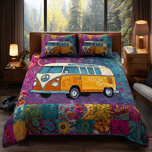 Road Groove 3-Piece Quilted Bedding Set NCU0DV7361