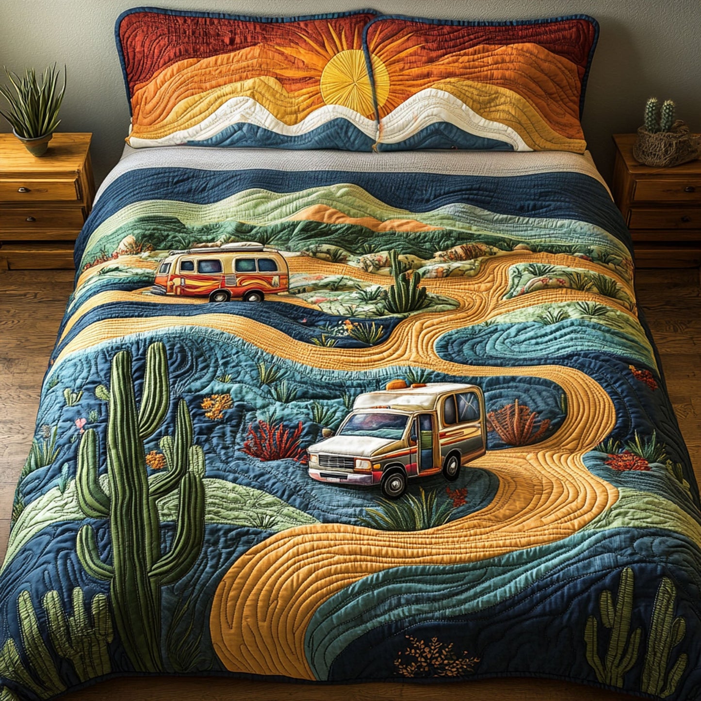 Roadtrip Vibes 3-Piece Quilted Bedding Set NCU0PT6086