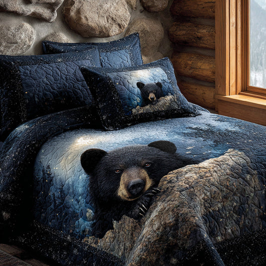 Roaming Black Bear 3-Piece Quilted Bedding Set NCU0DV8009