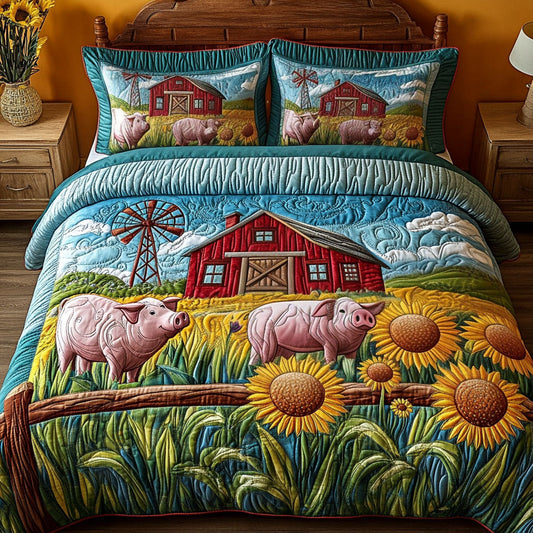 Roaming Chickens 3-Piece Quilted Bedding Set NCU0NT5481