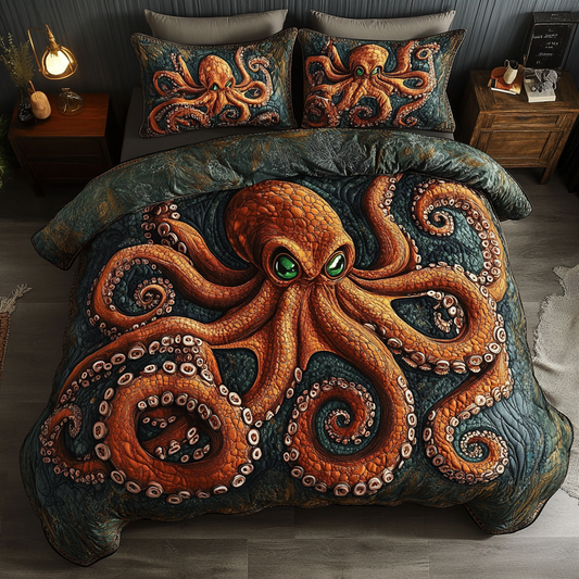 Tentacles in the Night 3-Piece Quilted Bedding Set NCU0DK6253