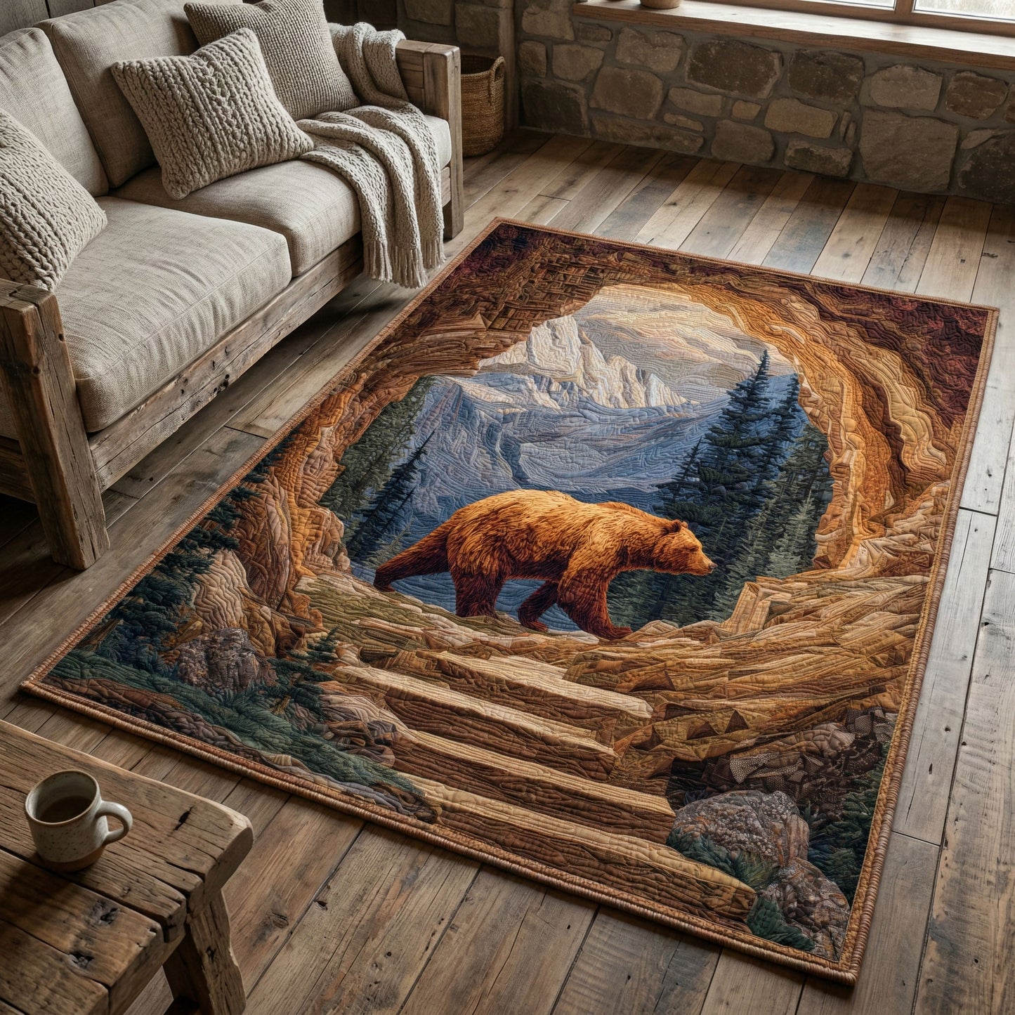 Rock Tunnel Bear Area Rug NCU0NT12443
