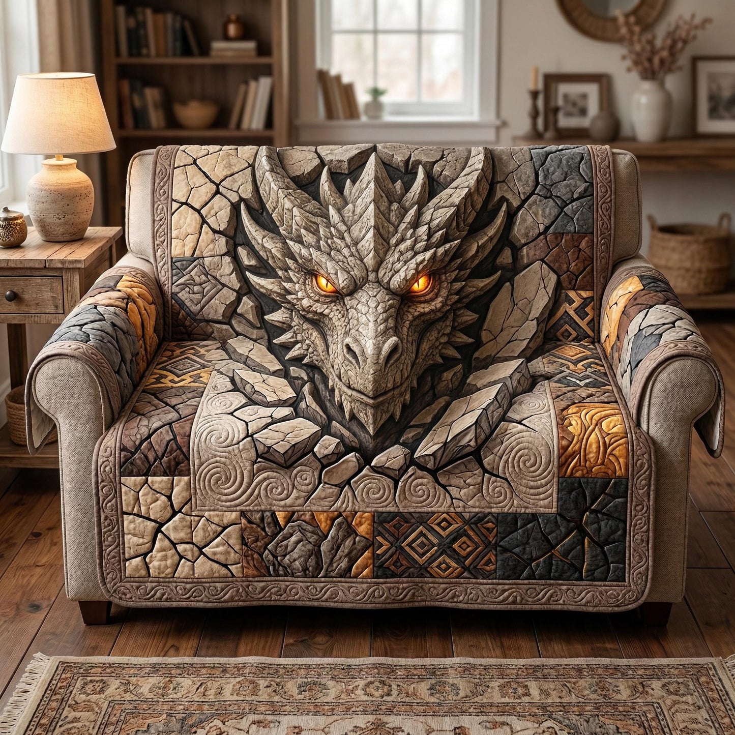 Rockburst Dragon Quilted Sofa Cover NCU0TD2583