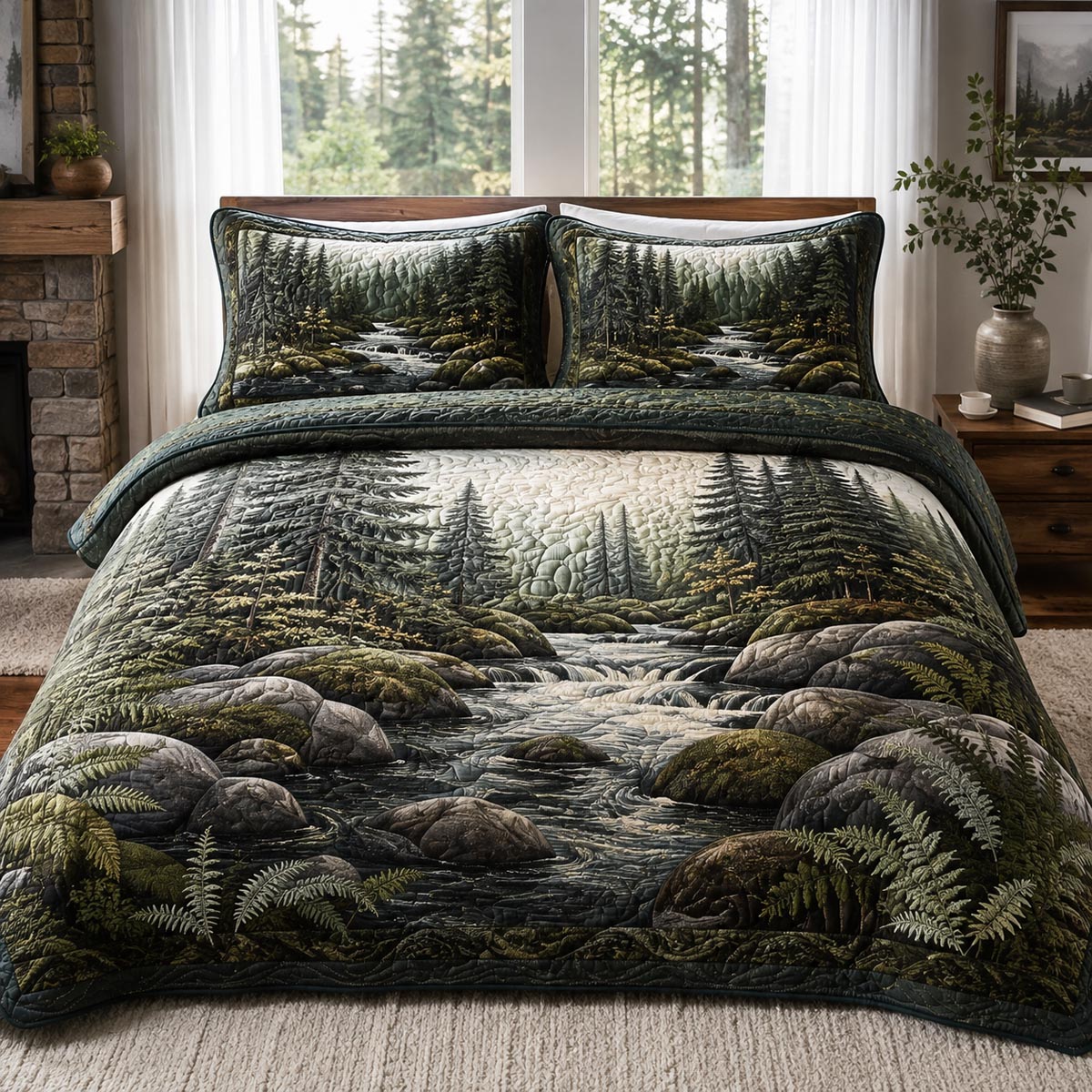 Rocky Creek Forest 3-Piece Quilted Bedding Set NCU0DV10068