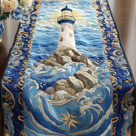 Rocky Shore Lighthouse Quilted Table Runner NCU0NT3763