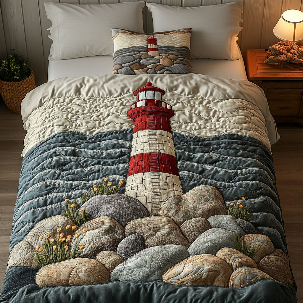 Rocky Shores Glow 3-Piece Quilted Bedding Set NCU0NT4699
