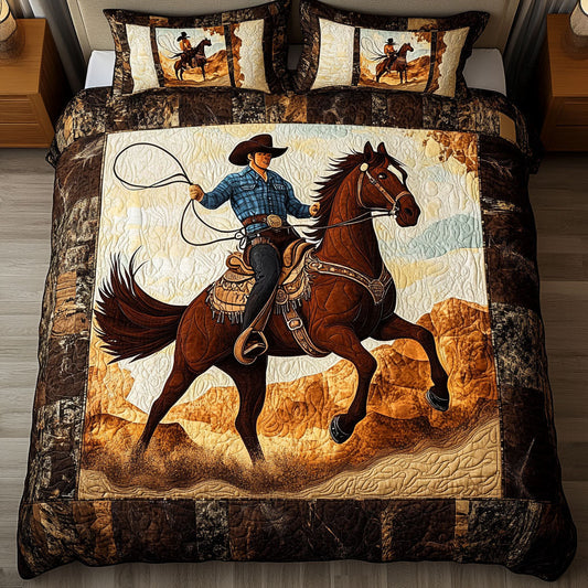 Rodeo Spirit 3-Piece Quilted Bedding Set NCU0NT2491