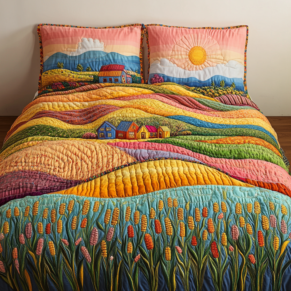 Rolling Beauty 3-Piece Quilted Bedding Set NCU0DK6296