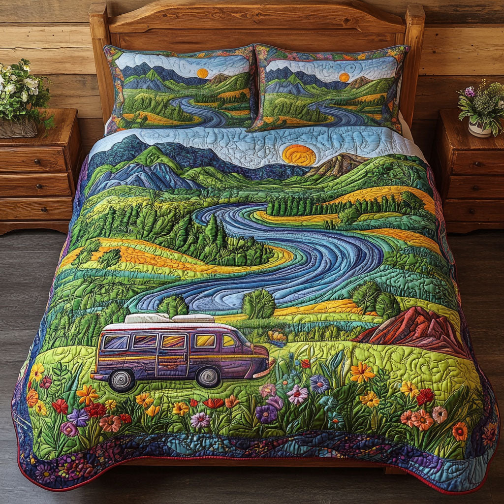 Rolling Hills Adventure 3-Piece Quilted Bedding Set NCU0PT6088
