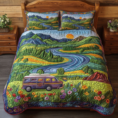 Rolling Hills Adventure 3-Piece Quilted Bedding Set NCU0PT6088