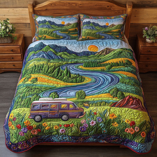 Rolling Hills Adventure 3-Piece Quilted Bedding Set NCU0PT6088