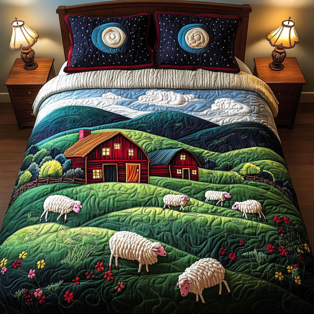 Rolling Hills Barn 3-Piece Quilted Bedding Set NCU0NT4314