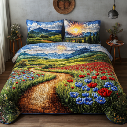 Rolling Hills Sunset 3-Piece Quilted Bedding Set NCU0VL1306