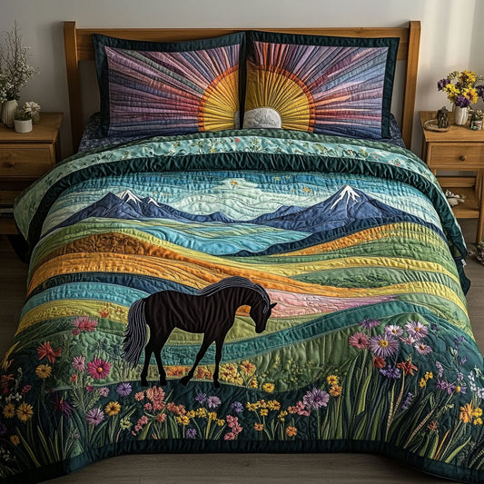 Rolling Hills and Hooves 3-Piece Quilted Bedding Set NCU0PT4517