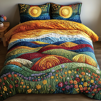 Rolling Meadow Sunset 3-Piece Quilted Bedding Set NCU0VL1183
