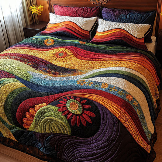 Rolling Tides 3-Piece Quilted Bedding Set NCU0PT5111