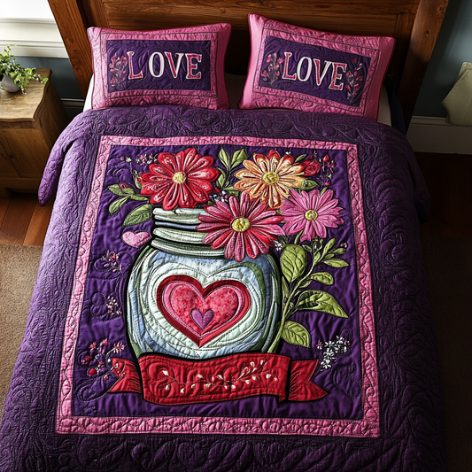 Romance in Bloom 3-Piece Quilted Bedding Set NCU0TL2367