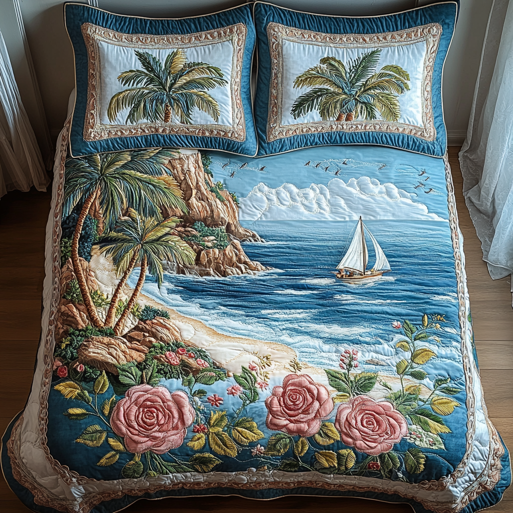 Romantic Escape 3-Piece Quilted Bedding Set NCU0DV4442