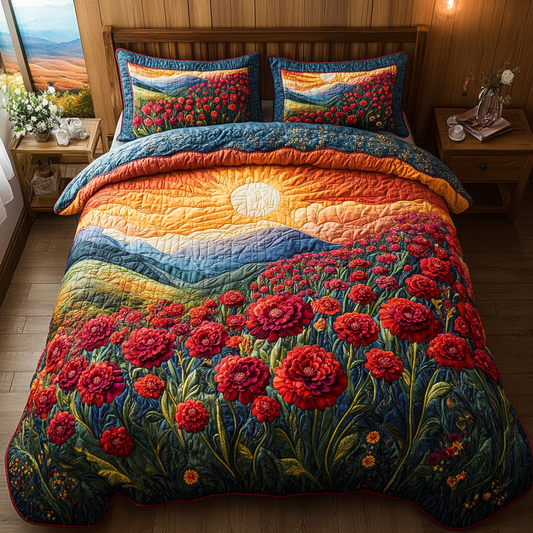 Romantic Field 3-Piece Quilted Bedding Set NCU0DV5019