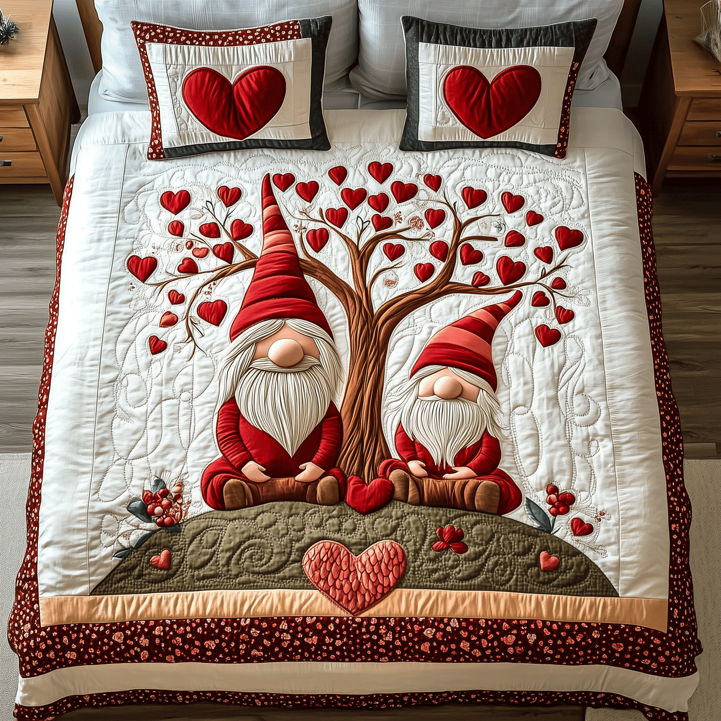 Romantic Gnome 3-Piece Quilted Bedding Set NCU0TH2486