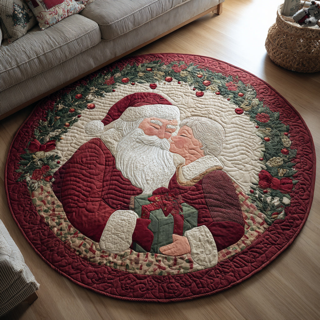 Romantic Santa Claus Quilted Round Mat NCU0HH582