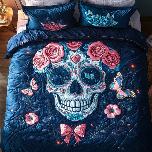 Romantic Skull 3-Piece Quilted Bedding Set NCU0NT7945
